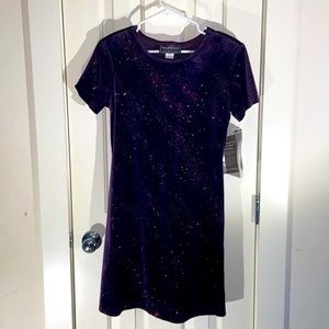NWT VTG Molly Malloy Evening Purple Velvet Sparkle Dress Size 8